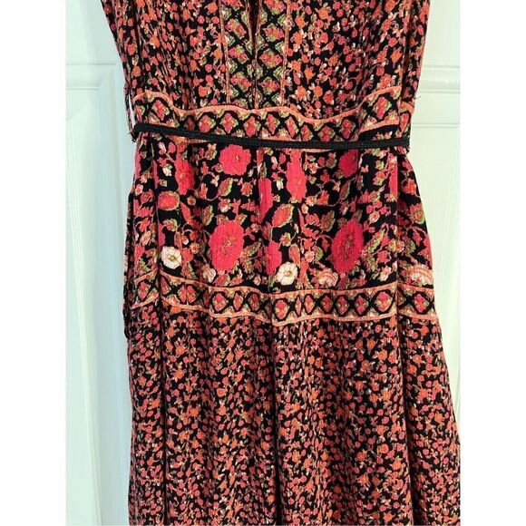 Free People Women's Small Floral Red Black Viscose Wide Leg Jumpsuit One Piece - Picture 7 of 11